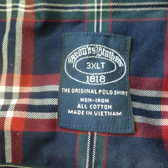 Brooks Brothers Shirt Mens 3XLT Polo Button Up Plaid Blue Sheep Logo Preppy - Picture 4 of 7